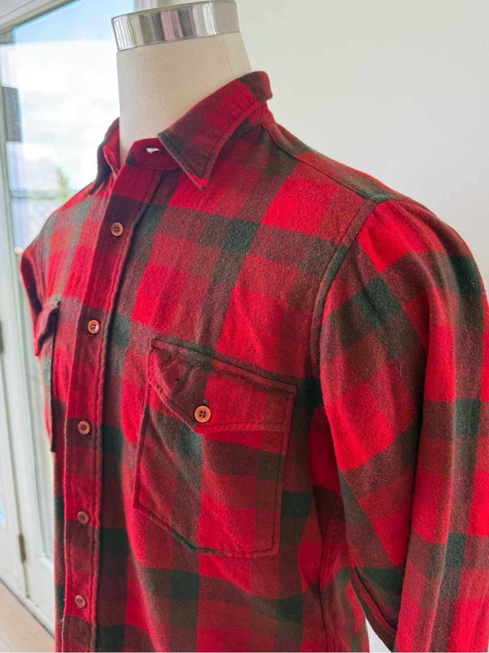 Rare - Vintage Pendleton Red and Black Plaid Wool Button-Down Shirt men’s - Picture 5 of 10